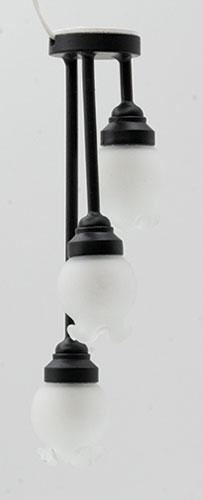 3 Ceiling Light with Frosted Floral Shade, Black,  12 Volt